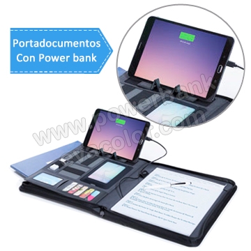 Carperta portadocumentos con cargador powerbank para moviles smartPhone y tablets