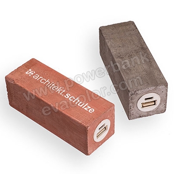 Bateria externa barra de hormigon personalizada con logo o eslogan corporativo con capacidad de 2600mAh