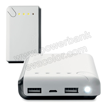 Powerbanks personalizados con linterna y doble puerto usb de recarga para tablets y moviles