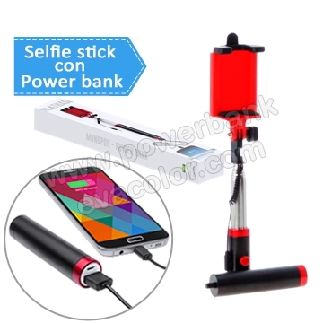 Palo selfie stick con power bank 2200 mah para merchandising de agencias de viajes
