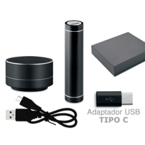 Set de regalo powerbank con adaptador conector USB tipo C para regalos corporativos VIP