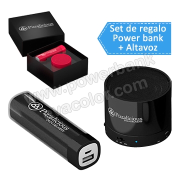 Set powerbank con mini altavoz inalambrico para regalar en congresos y cursos